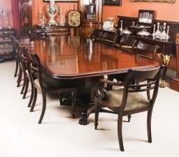 Antique George III Mahogany Twin Pedestal Dining Table c. 1810 & 10 Chairs | Ref. no. 08715a | Regent Antiques