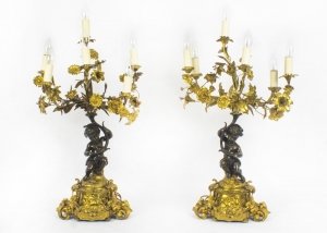 Antique Pair French Ormolu & Patinated Bronze Table Lamps C1850 | Ref. no. 08718 | Regent Antiques