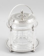 antique silver plate cut glass biscuit barrel | Ref. no. 08734 | Regent Antiques