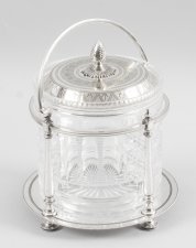 antique silver plate cut glass biscuit barrel | Ref. no. 08734 | Regent Antiques