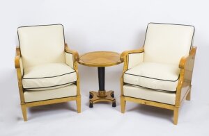Antique Suite Swedish Biedermeier Revival Pair Armchairs & Side table C1900 | Ref. no. 08741a | Regent Antiques