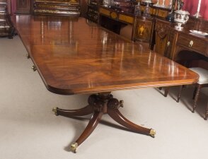 Antique Flame Mahogany Twin Pillar Regency Style Dining Table  Circa1900 | Ref. no. 08770 | Regent Antiques
