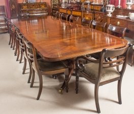 Antique Twin Base Regency Style Dining Table C1900 With 14 Bespoke Dining Chairs | Ref. no. 08770b | Regent Antiques