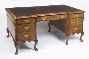 Antique Burr Walnut  Partners Pedestal Desk in Queen Ann Style C1900 | Ref. no. 08780 | Regent Antiques