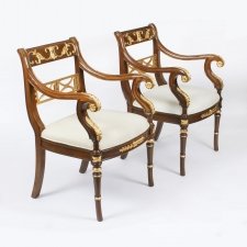 Vintage Pair Empire Revival Mahogany & Giltwood  Armchairs late 20th Century | Ref. no. 08840a | Regent Antiques