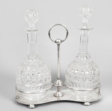 antique silver plated tantalus stand | cut crystal decanters | Ref. no. 08869 | Regent Antiques