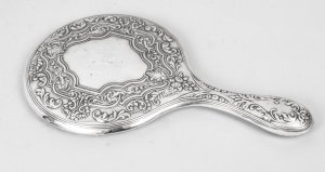 Antique Edwardian Sterling Silver & Embossed Hand Mirror 1909 by Walker & Hall | Ref. no. 08872b | Regent Antiques