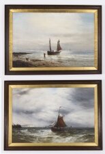 Antique Pair Oil On Canvas Seascape Paintings Gustave De Bréanski 19th Century Antique Pair Oil On Canvas Seascape Paintings Gustave De Bréanski 19th Century