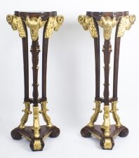 Exquisite Pair Adam Revival Mahogany Giltwood Pedestals Torcheres 20h C | Ref. no. 08917 | Regent Antiques