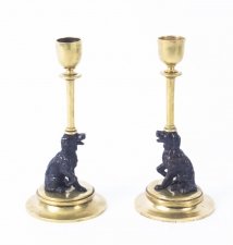 Antique Pair french Novelty Bronze Spaniel Candlesticks 19th C | Ref. no. 08941 | Regent Antiques