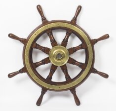 Antique Brass Set Eight Spoke  Mahogany Ships Wheel, 19th Century | Ref. no. 08958 | Regent Antiques