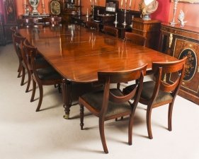 Antique 11 ft Flame Mahogany Extending Dining Table C1840 & 10 chairs | Ref. no. 08988a | Regent Antiques