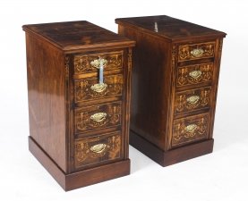 Antique Pair Edwardian  Mahogany Marquetry Bedside Chests 19th C | Ref. no. 09010 | Regent Antiques