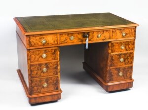 Antique Victorian Burr Walnut Pedestal Desk 19th C | Ref. no. 09011 | Regent Antiques