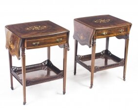 Antique Pair English Marquetry Inlaid Occasional Bedside Tables  19th C | Ref. no. 09022 | Regent Antiques