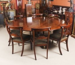 Vintage 194cm Diam Mahogany Jupe Dining Table, Leaf Cabinet & 8 Chairs | Ref. no. 09061c | Regent Antiques