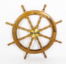 Antique Large Brass Set Eight Spoke  Mahogany Ships Wheel, 19th Century | Ref. no. 09111 | Regent Antiques