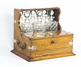 Antique English Victorian Oak Three Crystal Decanter Tantalus C1870 | Ref. no. 09118 | Regent Antiques