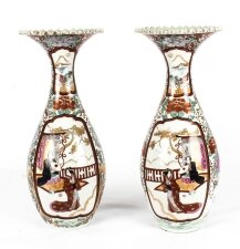 Antique Pair Japanese Meiiji Imari Porcelain Vases C1880