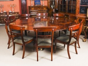 Vintage 7ft 4" Diameter Flame  Mahogany Jupe Dining Table & 10 Chairs mid 20th C | Ref. no. 09181a | Regent Antiques