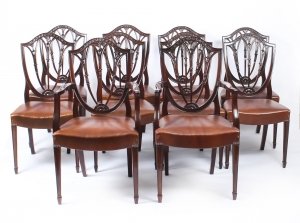 Antique Set 10 English Hepplewhite Shield Back Dining Chairs  19th C | Ref. no. 09212 | Regent Antiques