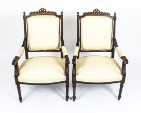 Antique Pair French Walnut Fauteuils Armchairs  c.1880 | Ref. no. 09215 | Regent Antiques