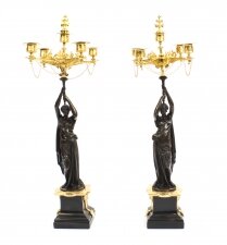 Antique Pair Patinated Bronze Figural Candelabra Jules Salmson 19th C | Ref. no. 09222 | Regent Antiques