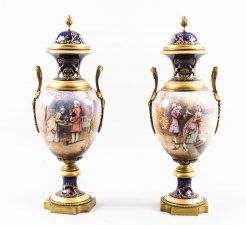 Antique Pair Ormolu Mounted Sevres Lidded Urns Vases  19th Century | Ref. no. 09224 | Regent Antiques