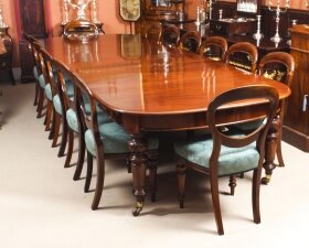 Antique 12 ft  Victorian D-end Mahogany Dining Table & 14 chairs 19th C | Ref. no. 09252b | Regent Antiques