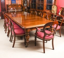 Antique 10 ft Flame Mahogany Dining Table C1840 & 12 balloon back chairs | Ref. no. 09277a | Regent Antiques