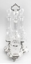 Antique Old Sheffield Silver Plate Decanter Stand Tantalus 19th C