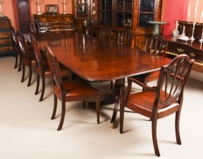 Vintage 3 Pillar Dining Table by William Tillman 20thC & 10 antique chairs C1880 Vintage 3 Pillar Dining Table by William Tillman 20thC & 10 antique chairs C1880