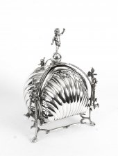 Antique Silver Plated Triple Shell Shaped Sweets Biscuit Box c.1900 | Ref. no. 09297 | Regent Antiques