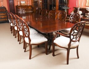 Antique Regency Revival Dining Table C1900  & 12 Bespoke Dining Chairs | Ref. no. 09332a | Regent Antiques