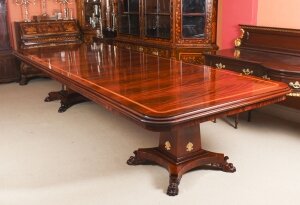 Regency Revival 13ft Flame Mahogany Twin Pedestal Bespoke Dining Table