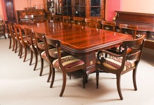 Bespoke Regency Revival Twin Base Dining Table & 14 chairs 21st C