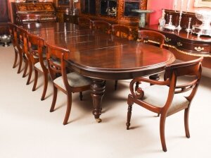 Antique 12ft Victorian D-end Mahogany Dining Table C1870 & 10 chairs | Ref. no. 09344a | Regent Antiques