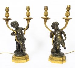 Antique Pair French Ormolu & Patinated Bronze Cherubs Table Lamps 19th C | Ref. no. 09362 | Regent Antiques