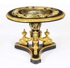 Vintage Ormolu Mounted Ebonised Sevres Style Gueridon Centre Table Mid 20th C