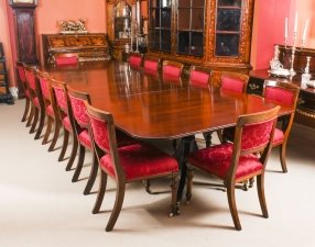 Vintage Twin Pillar  Dining Table Mid 20th C  & 14 Antique Dining Chairs 19th C | Ref. no. 09392a | Regent Antiques