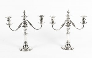 Antique Pair Silver Plated Two Branch Candelabra Circa 1910 | Ref. no. 09397a | Regent Antiques