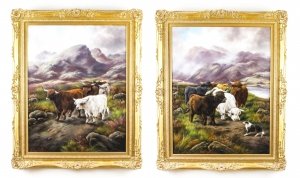 Antique Pair Paintings of Scottish Country Scenes Frank Stafford 19thC 112x92cm | Ref. no. 09405 | Regent Antiques
