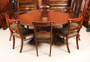 Vintage 6ft 6& 34 Diam Dining Table & 8 Chairs William Tillman 20th C