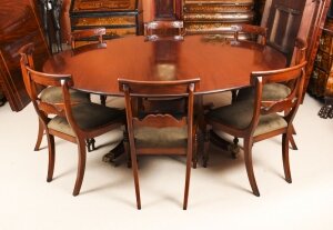 Vintage 6ft 6& 34 Diam Dining Table & 8 Chairs William Tillman 20th C