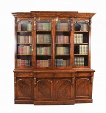 Antique Victorian Burr Walnut Breakfront Bookcase c1850 19th Century | Ref. no. 09419 | Regent Antiques