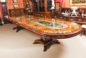 17ft Marquetry Bespoke Dining Table, Pewter, Lapis Lazuli & Agate Inlaid