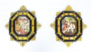 Antique Pair Italian Framed Capodimonte Porcelain Plaques 19th Century 51x45cm | Ref. no. 09440A | Regent Antiques
