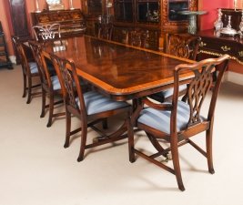 Vintage 10ft Twin Pillar Dining Table & 8 Chairs by Rackstraw 20th C | Ref. no. 09453 | Regent Antiques