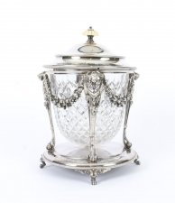 Antique Victorian Silver Plate & Cut Glass Biscuit Barrel by Elkington 19th C | Ref. no. 09468 | Regent Antiques