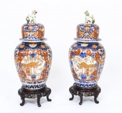 Antique Large Pair Japanese Imari Porcelain Vases on Stands c. 1870 19th C. | Ref. no. 09483 | Regent Antiques